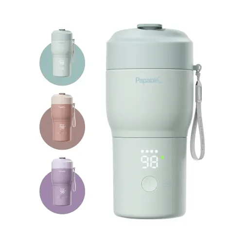 Papablic Portable Bottle Warmer for Travel – Fast Heating, Built-in Sterilizer, 30W Fast Charge, 5-Temp Control, Easy-Clean Wide Mouth, Baby Milk Warmer for Breastmilk & Formula