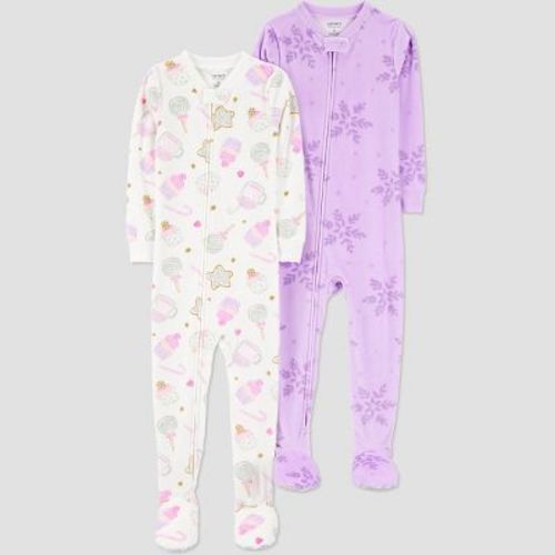 Carter's Just One You® Toddler Girls' 2pk Snug Fit Long Sleeve Velour Footed Pajama