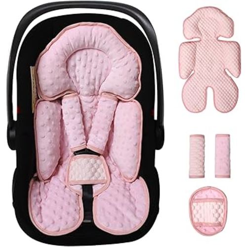 Boryokun Infant Car Seat Insert, Reversible Baby Carseat Cushion 2-in-1 for Newborns Toddlers Head & Body Support Pad for Carseats, Strollers, Swings, Bouncers