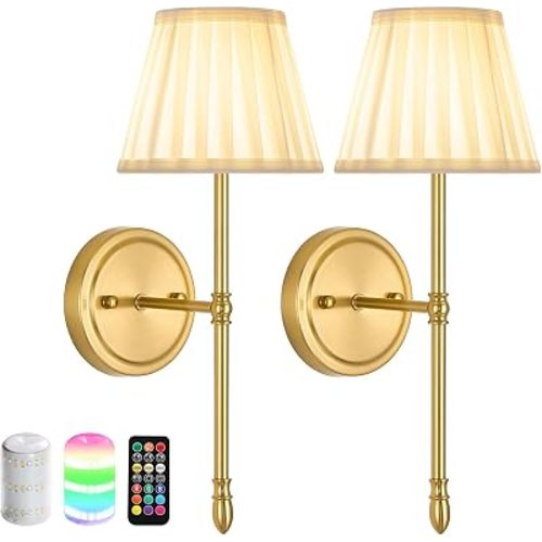 Battery Operated Wall Sconces with Dimmable Led Bulds and Remote