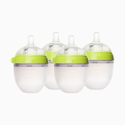 Comotomo Natural Feel Silicone Baby Bottles - Green, 5 Oz, 4