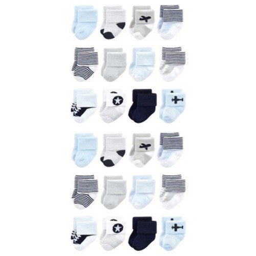 Luvable Friends Cotton Rich Baby Terry Socks 24-Pack, Airplane, 0-6 Months
