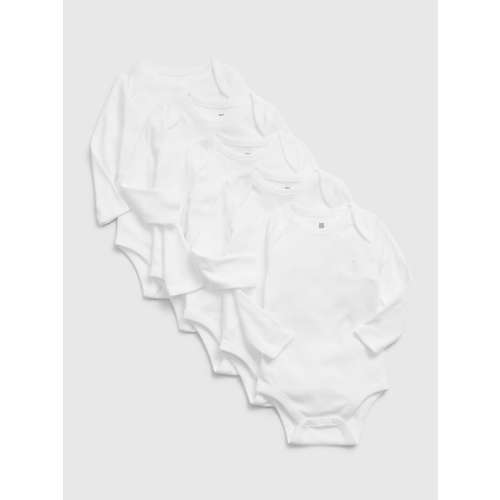 Baby 100% Organic Cotton First Favorite Bodysuit (5-Pack) in white, size: 6-12 M