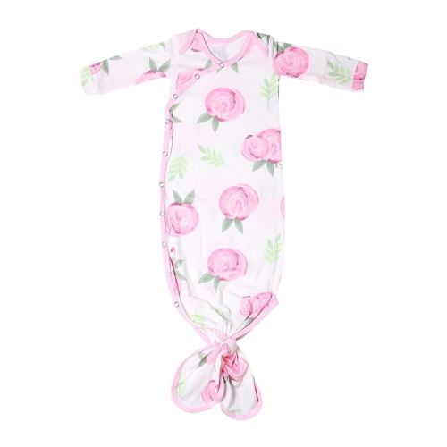 Copper Pearl Baby Gown - Knotted Newborn Sleepers for Baby Boy and Girl, Soft Stretchy Long Sleeve Infant Gowns with Bottom Tie and Hand Mittens, Perfect Hospital Coming Home Outfit (Grace)