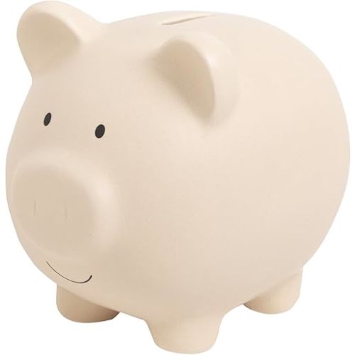 Kate & Milo Taupe Matte Piggy Bank, Ceramic Piggy Bank, Ideal for Boys and Girls, Kids Money and Coin Bank, Perfect Baby Nursery Décor, Great Gift and Newborn Keepsake