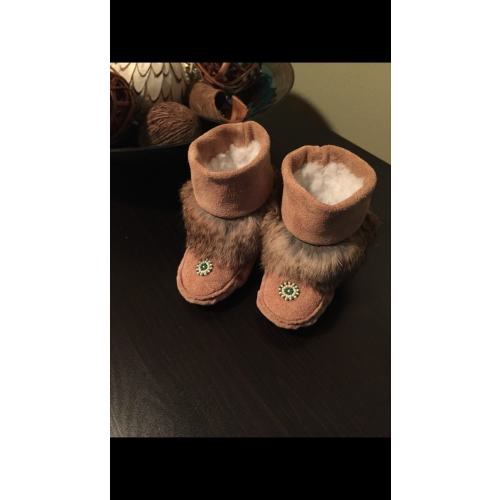 Traditional Custom Canadian Mukluks, First Nation style high top boots for babies, soft sole. One size only
