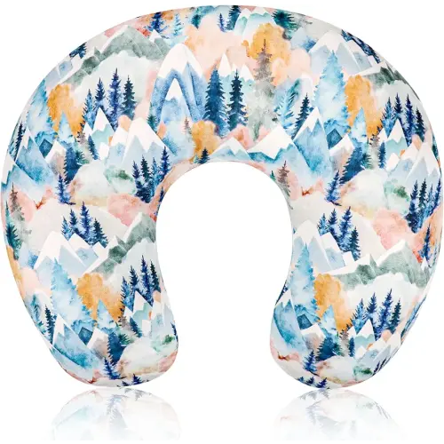 Baby Nursing Pillow Cover, Removeable Breastfeeding Pillow Slipcover, Nursing Pillow Case for Newborn Boys Girls, Soft Fabric Fits Snug On Infant, Washable & Breathable, Fall Mountain