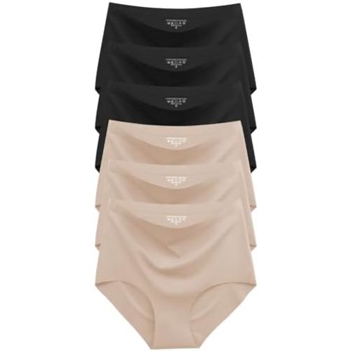 Womens Underwear Seamless High Waisted Briefs Silky Stretch No Show Breathable Full Coverage Ladies Panties 6 Pack
