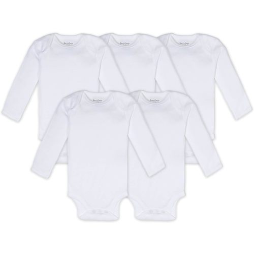 Burt's Bees Baby Organic Long Sleeve Bodysuit (5 Pack) - Cloud, 0-3 M