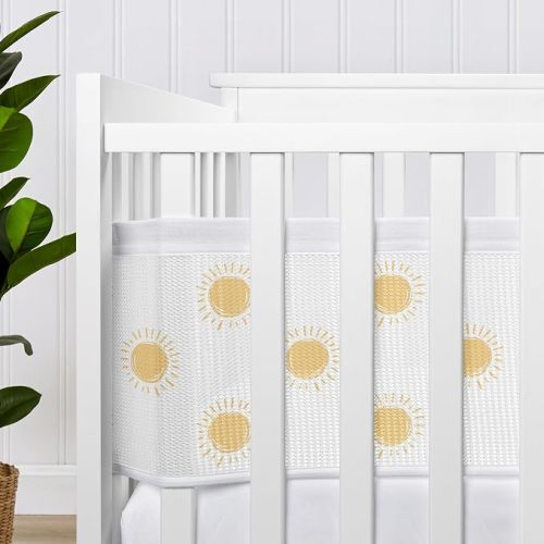 Sweet Jojo Designs + BreathableBaby 2-Piece Breathable Mesh Crib Liner Set (White/Yellow Boho Sun) for Boys/Girls, Baby, Infants/Newborn Nursery (Bohemian, Celestial, Sky, Desert, Sunshine, Outdoors)