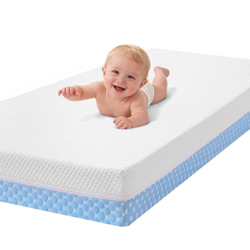 Crib Mattress Dual Sided Memory Foam Baby Toddler Bed Mattress, 52" x 27.6" x 5.5" Soft Breathable Mattresses