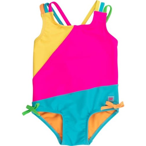 UPF50+ Sun Protected Color Block Cross-Back One Piece Swimsuit, 3-6M