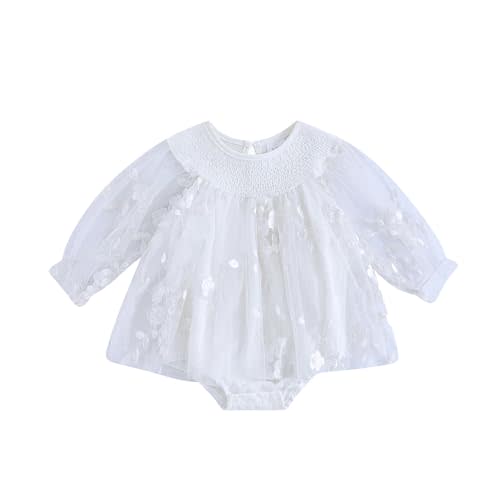 Baby Girls Tulle Tutu Dress Party Holiday Princess Dresses Infant Toddler Embroidery Flower Fairy Romper Dress