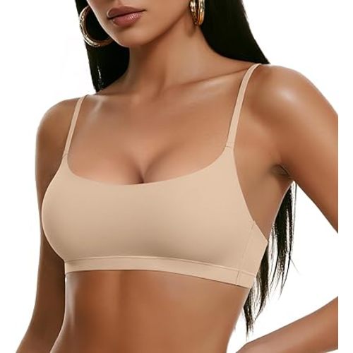 OEAK Womens Comfortable Bras No Underwire Cami Bra Seamless Unlined Bralettes Scoop Neck Unpadded Everyday Sports Tshirt Bra