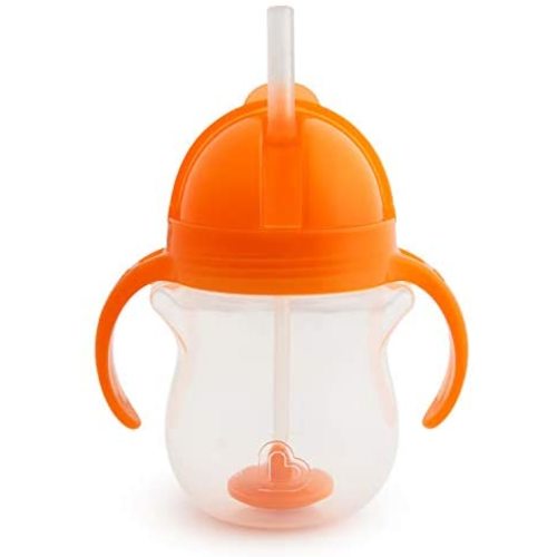 Munchkin Any Angle Click Lock Weighted Straw Trainer Cup, Orange, 7oz