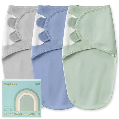 Yoofoss Baby Swaddle for Newborns 0–3 Months, Rayon Made from Bamboo Swaddle, Noiseless Closure Swaddle Sack, Soft Breathable & Durable Snug Fit