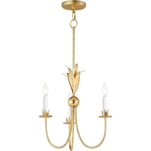Maxim Lighting Paloma 3-Light Mini Pendant | Gold Leaf Finish | Nature-Inspired Feather & Floral Detailing | E12 Candelabra Base | Adjustable Chain | Dimmable | Indoor Dry Rated | Model 2883GL