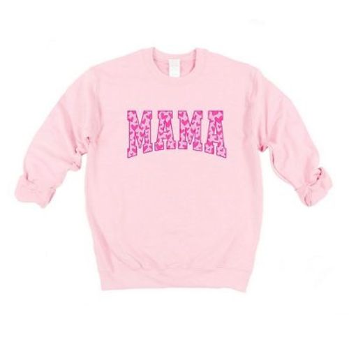 Simply Sage Market Women's Graphic Sweatshirt Mama Pink Hearts - L - Light Pink