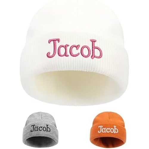 Custom Beanie Hats for Baby Girls Boys - Personalized Embroidered Beanies with Name for Infants Toddlers Adults