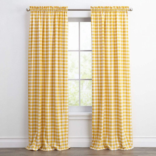 August Grove® Ramillies Country Chic Gingham Plaid Semi-Sheer Rod Pocket Curtain Panels & Reviews | Wayfair