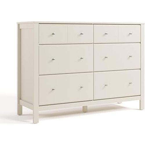 Storkcraft Horizon 6 Drawer Dresser (Frosted Oat) – GREENGUARD Gold Certified Dresser for Nursery & Kids’ Room, Modern Storage with Interlocking Drawer System