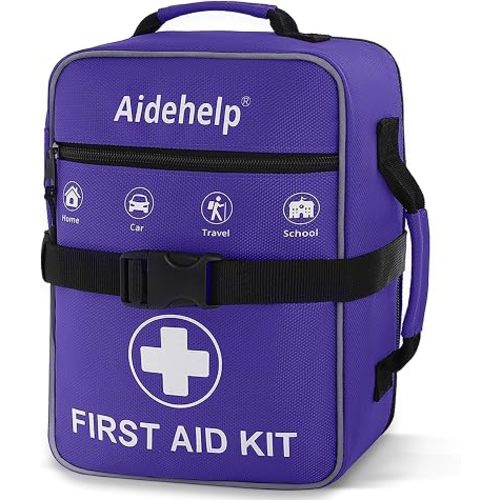 520 Pieces Premium First Aid Kit - Large Emergency Medical Kit for Survival, Car, Home, Travel, Camping, Backpack, Hiking, School (Purple)