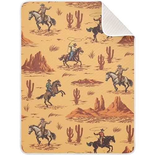Western Cowboy American Baby Blankets Soft Warm Crib Stroller Blanket for Toddler Newborn Girls Boys 30x40in