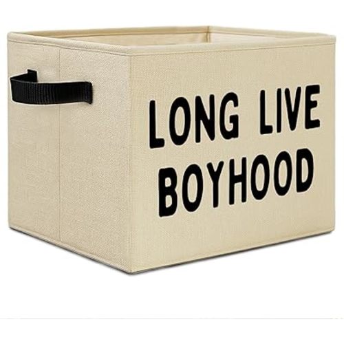 Long Live Boyhood Storage Bins for Boys, Nursery Collapsible Storage Basket Organizer for Kids Boys Room Bedroom Bathroom Playroom Clothes Toys Books