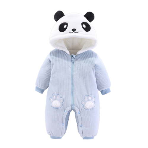 LIIPEE Boys Baby Bodysuits Cartoon Animal Hooded Soft Romper Solid Color Long Sleeve Crew-Neck Jumpsuit Comfortable Crawling Type One-Pieces,Blue,6-9 Months