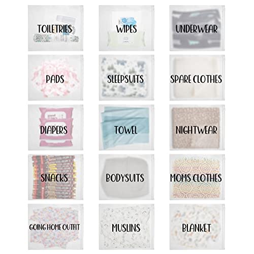 15 Pack Hospital Bags for Labor and Delivery,11 x 14 Inch Maternity Hospital Bag Essentials Organizing Pouches for First Time New Mom Newborn Baby