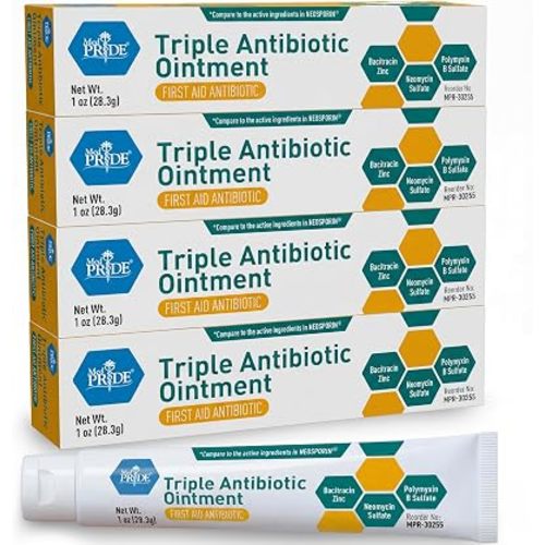MED Pride Triple Antibiotic Ointment, First Aid Cream, 1 oz Tubes, 4-Pack