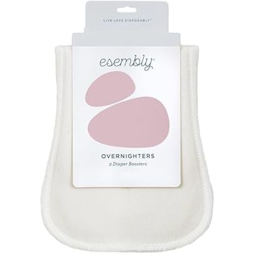 Esembly Overnighters, Cloth Diaper Doubler, Absorbency Booster, Reusable Organic Cotton Diaper Stay-Dry Liner for Nighttime or Heavy Wetters, Super Thirsty Cloth Diaper Insert, One Size, Pack of 2