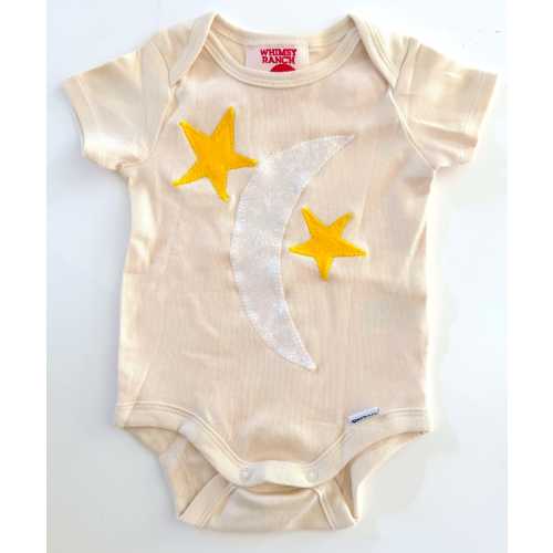 Moon and Stars Baby Onesie: Hand Applique, Gender Neutral