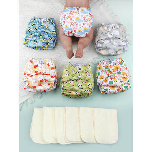 POCKET DIAPER 3.0 WITH INSERTS - 6 PACK(Happy Farm)