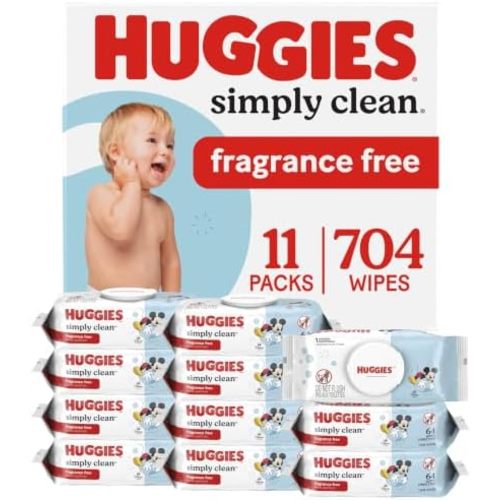 Huggies Simply Clean Baby Wipes, Unscented, 11 Packs, 704 Wipes