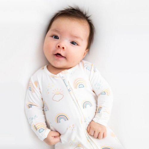 Bellabu Bear Baby Rainbows Bamboo Convertible Footie White