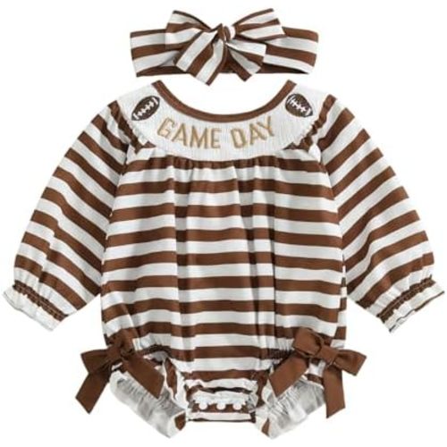 Newborn Baby Girl Football Outfits Game Day Romper Bubble Bodysuit Infant Sports Fall Clothes