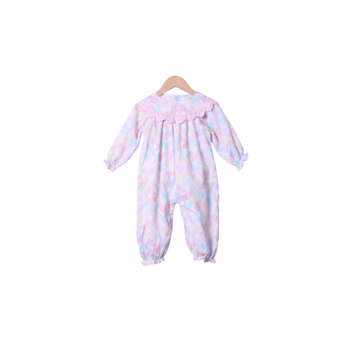 Colorful Hearts Scalloped Romper