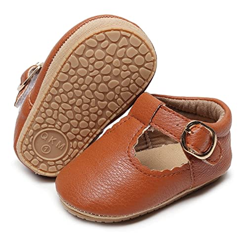 HONGTEYA Infant Baby Girls Mary Jane Flats Non Slip for Toddler First Walkers Soft Sole PU Leather Crib Shoes Sneaker Wedding Party Christmas Princess Dress Shoes Baby Moccasins Girls