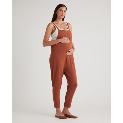 Organic Cotton Maternity Overalls in Rust