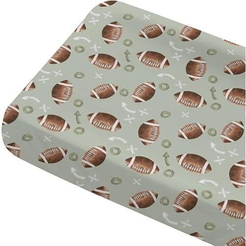Changing Pad Cover for Baby Boys, 32"/34" x 16" Safe Snug Diaper Change Table Pad Covers, Soft Stretchy Changing Pad Sheets Football Sport Theme Nursery Decor