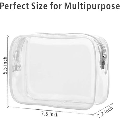 PACKISM Clear Toiletry Bag, 3 Pack TSA Approved Toiletry Bag Quart Size Bag, Travel Makeup Cosmetic Bag for Women Men, Carry on Airport Airline Compliant Bag, White (for age 12 or above)