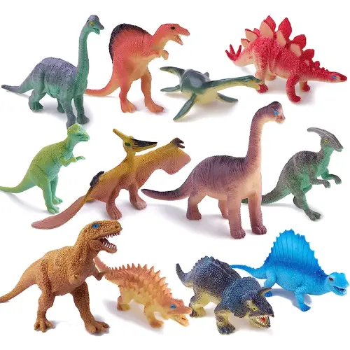 Dinosaurs Toys 12-Pack 5" to 7" Realistic Dinosaur Figures with Dinosaur Book, kids and Toddlers - Great Gift Set, Birthday Present, or Party Favor!