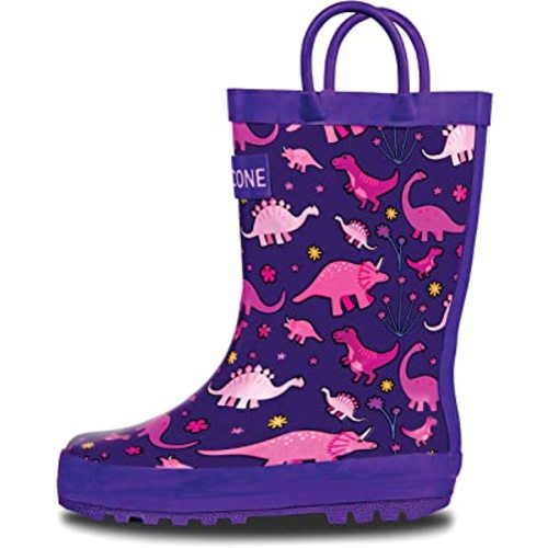 Lone Cone Kids Rain Boots for Girls & Boys – Waterproof Natural Rubber Toddler Rain Boots with Non-Slip Outsole & Easy Pull Handles – Solid, Pattern & Glitter Designs