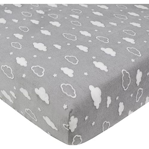 American Baby Company Heavenly Soft Chenille Fitted Crib Sheet 28" x 52", Warm and Cozy Neutral Chenille Sheet, Gray 3D Cloud, for Boys and Girls, Fits Crib and Toddler Bed mattresses