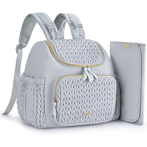 mommore Diaper Bag Small Diaper Backpack Stylish Toddler Baby Mini Maternity Bags Travel Backpacks with Insulated Pockets, Changing Pad, Stroller Straps