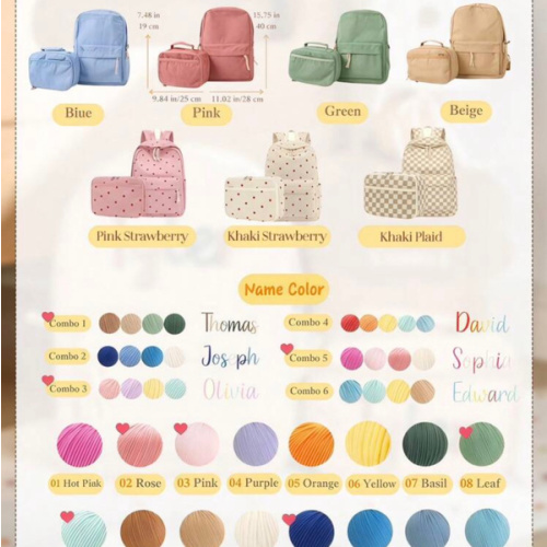 Personalized Kids Backpack And Lunch Box Set Customized Embroidered Name Cute Animal Pendant Back To School Gift Birthday Box Gift, For Toddlers