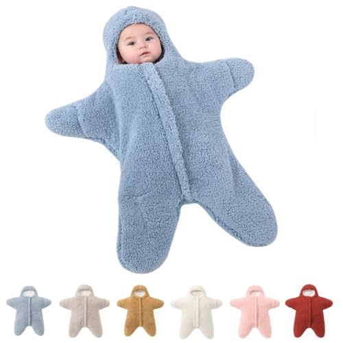 Baby Starfish Onesie, Cute Thick Fleece Wearable Soft Newborn Baby Infant Warm Swaddle Wrap Sleeping Sack