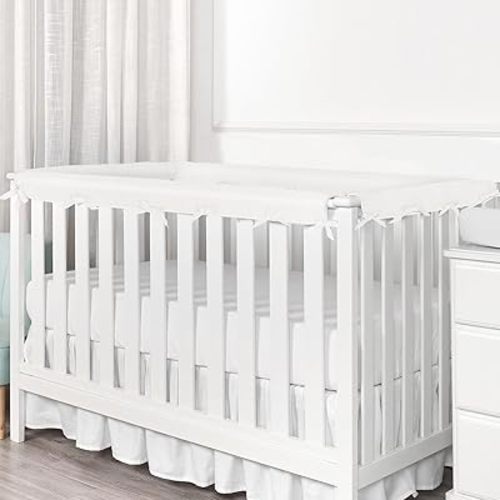 4Pc Crib Rail Covers Sets,Rail Guard for TeethingSoft Anti-Collision Strip Corner Cover, Suits for Most Standard Bed (4pc-Gray) (white-4pc)