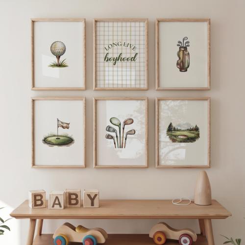 Golf Nursery Printable Wall Art Set of 10, Boy Playroom Decor, Vintage Style Golf Themed Baby Prints, Country Club Nursery, Instant Download